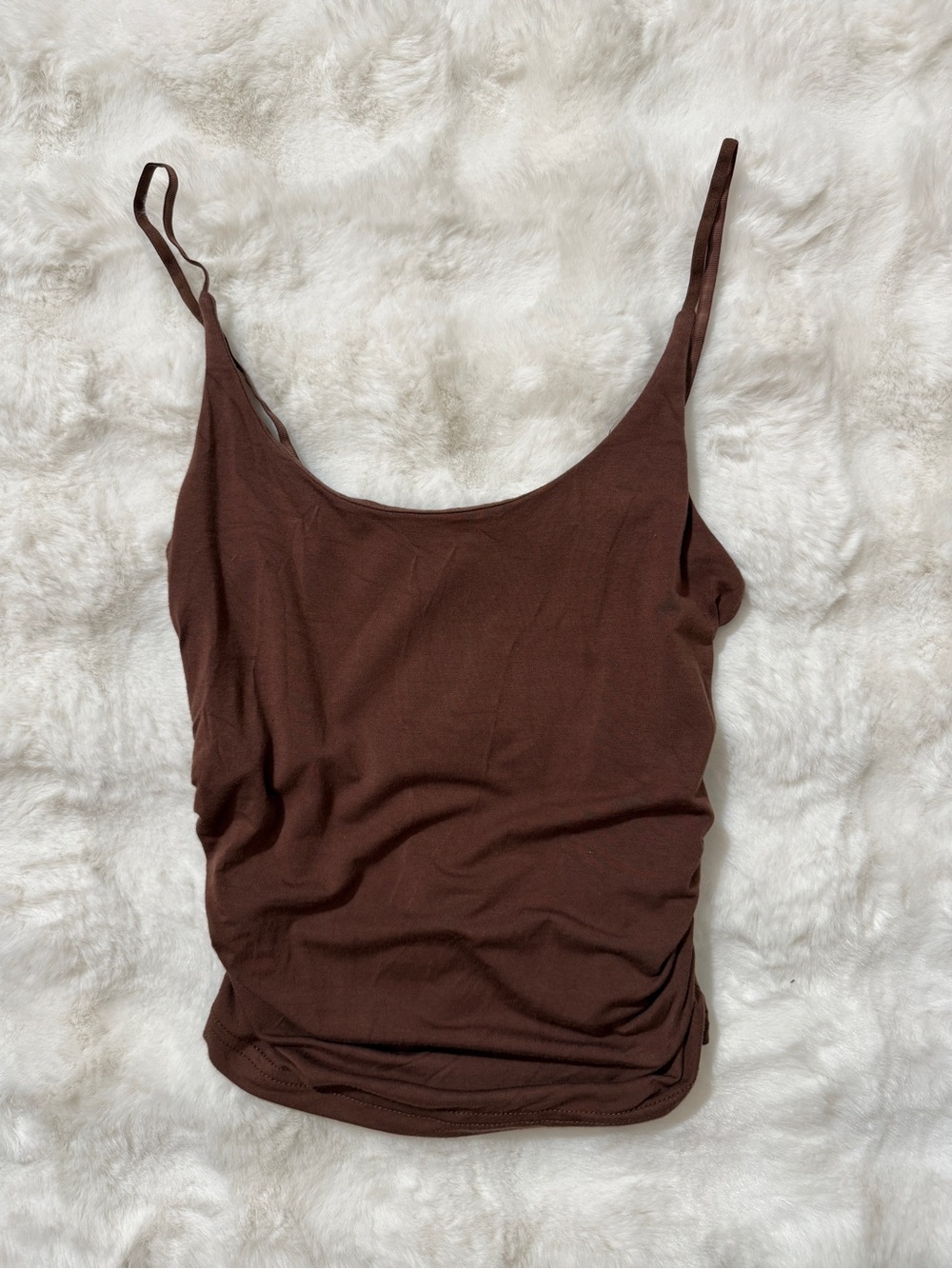 Brown Ruched Cami Tank Top XS